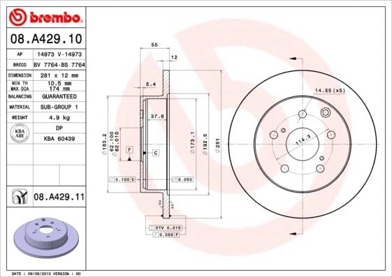 BREMBO 08 A429 10 Fren Diski 424310R010 uygun fiyat hızlı kargo