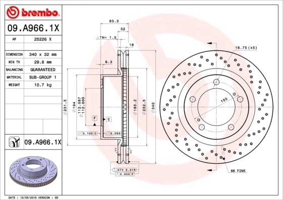 BREMBO 09 A966 1X Fren Diski 4351260180 uygun fiyat hızlı kargo