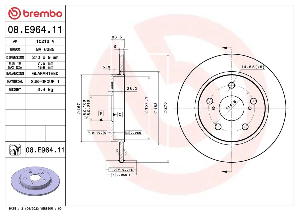 BREMBO 08 E964 11 Fren Diski 4243102330 uygun fiyat hızlı kargo
