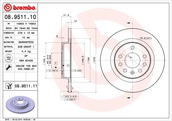 BREMBO 08 9511 10 Fren Diski 12762290 uygun fiyat hızlı kargo