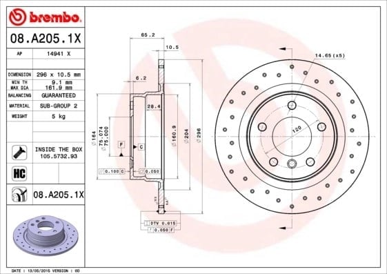 BREMBO 08 A205 1X Fren Diski 34214031275 uygun fiyat hızlı kargo