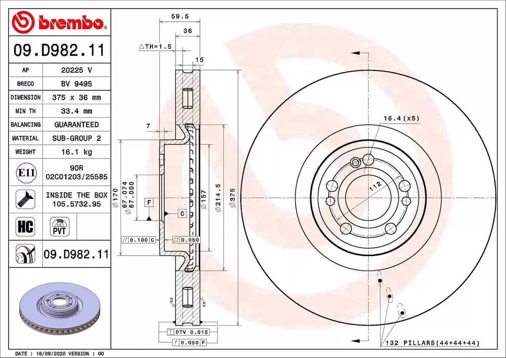 BREMBO 09 D982 11 Fren Diski 1674210901 uygun fiyat hızlı kargo