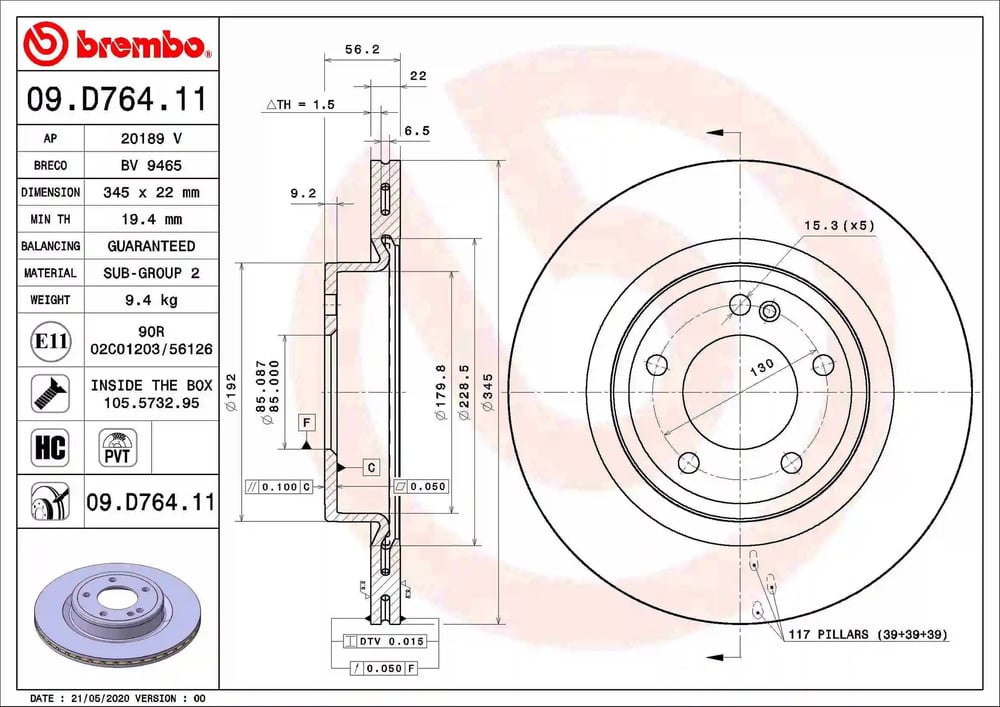 BREMBO 09 D764 11 Fren Diski 4634230100 uygun fiyat hızlı kargo