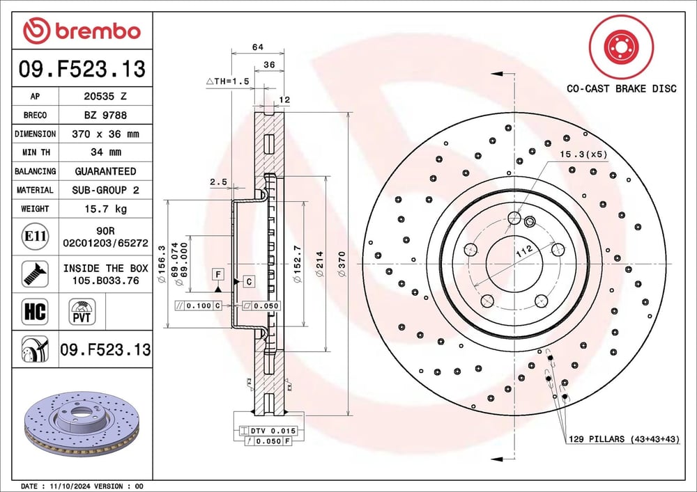 BREMBO 09 F523 13 Fren Diski A2234214200 uygun fiyat hızlı kargo