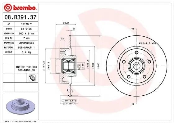 BREMBO 08 B391 37 Fren Diski 432000185R uygun fiyat hızlı kargo