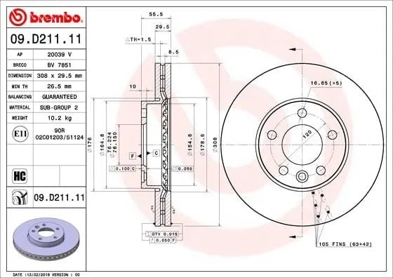 BREMBO 09 D211 11 Fren Diski 7E0615301D uygun fiyat hızlı kargo