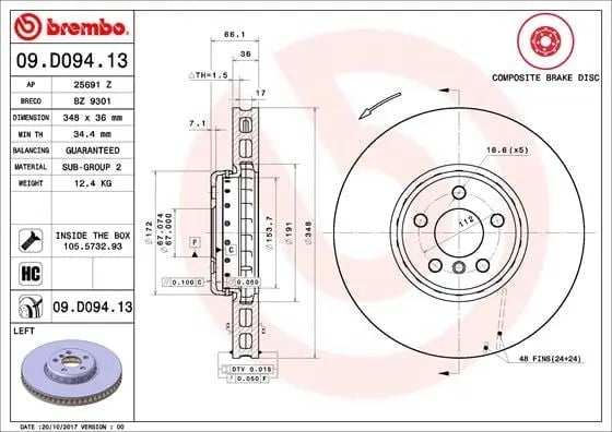 BREMBO 09 D094 13 Fren Diski 34106880075 uygun fiyat hızlı kargo