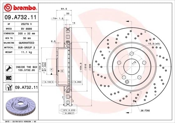 BREMBO 09 A732 11 Fren Diski 2214210612 uygun fiyat hızlı kargo