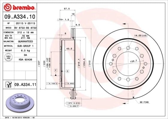 BREMBO 09 A334 11 Fren Diski 4243160080 uygun fiyat hızlı kargo