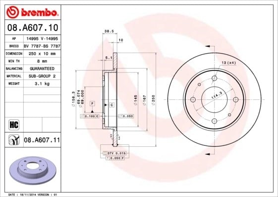 BREMBO 08A60711 Fren Diski 4544200072 uygun fiyat hızlı kargo