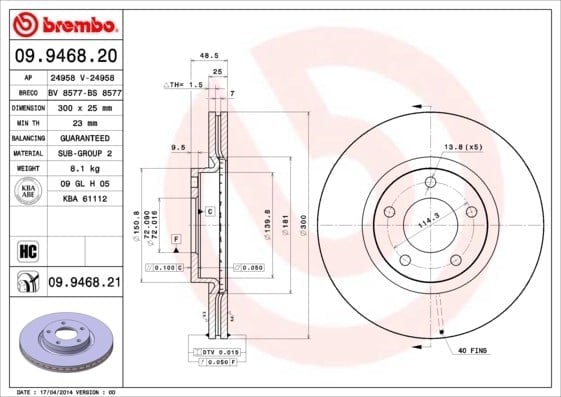 BREMBO 09 9468 20 Fren Diski BP6Y3325XD uygun fiyat hızlı kargo