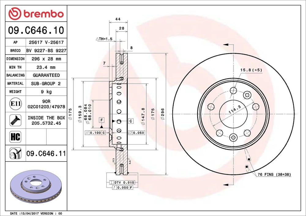 BREMBO 09 C646 11 Fren Diski 4020600Q1C uygun fiyat hızlı kargo