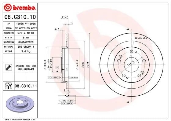 BREMBO 08 C310 11 Fren Diski 42510TV0E00 uygun fiyat hızlı kargo