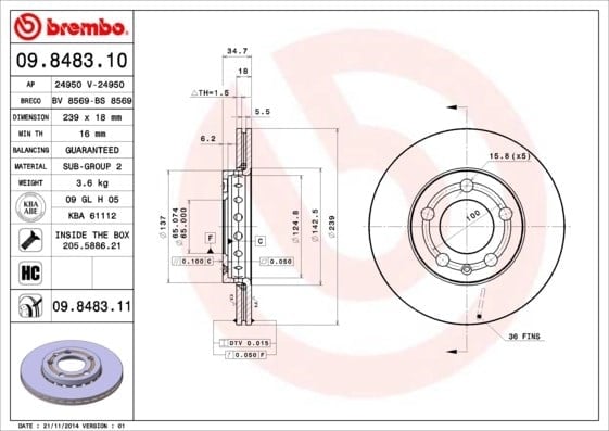 BREMBO 09 8483 11 Fren Diski 6Q0615301A uygun fiyat hızlı kargo