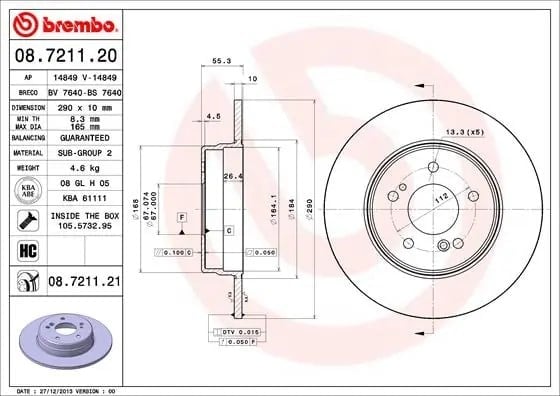 BREMBO 08 7211 21 Fren Diski 1244231112 uygun fiyat hızlı kargo