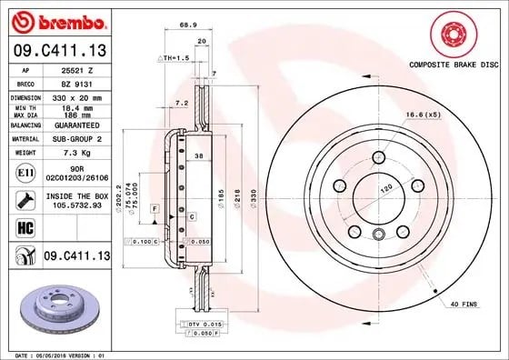 BREMBO 09 C411 13 Fren Diski 34216775287 uygun fiyat hızlı kargo