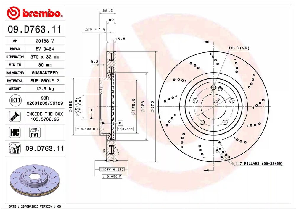 BREMBO 09 D763 11 Fren Diski 4634230000 uygun fiyat hızlı kargo