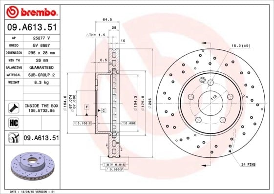 BREMBO 09 A613 51 Fren Diski 2044210912 uygun fiyat hızlı kargo