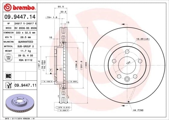 BREMBO 09 9447 11 Fren Diski 7H0615301E uygun fiyat hızlı kargo