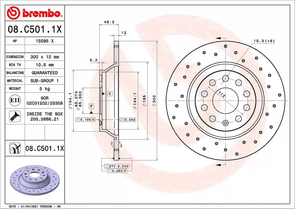 BREMBO 08 C501 1X Fren Diski 3Q0615601A uygun fiyat hızlı kargo