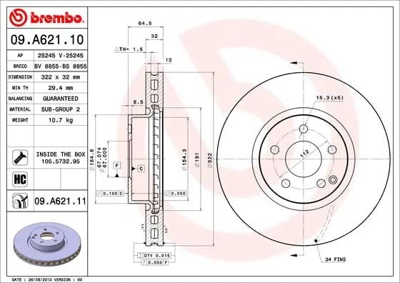 BREMBO 09 A621 11 Fren Diski 0004211212 uygun fiyat hızlı kargo