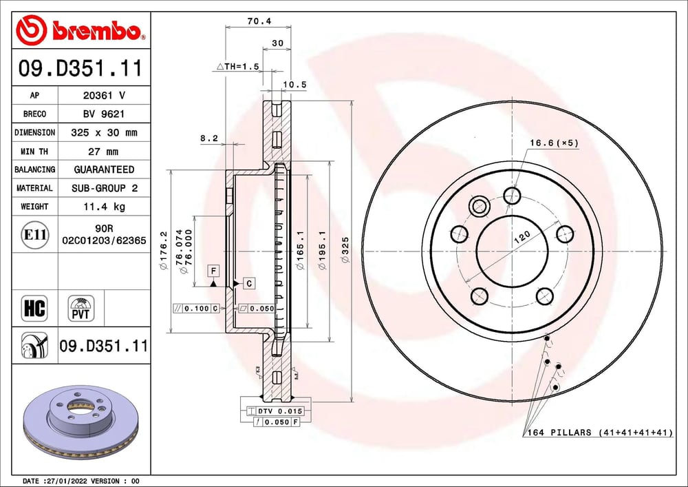 BREMBO 09 D351 11 Fren Diski 2N0615301B uygun fiyat hızlı kargo