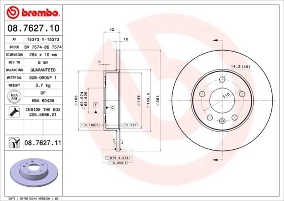 BREMBO 08 7627 10 Fren Diski 569109 uygun fiyat hızlı kargo