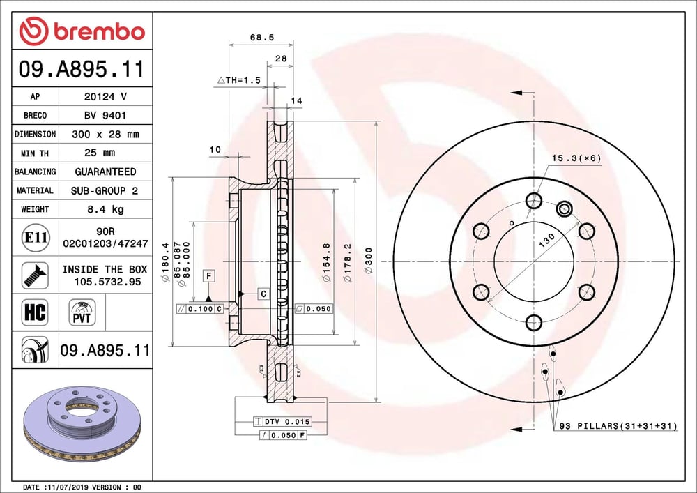 BREMBO 09 A895 11 Fren Diski 9104210000 uygun fiyat hızlı kargo