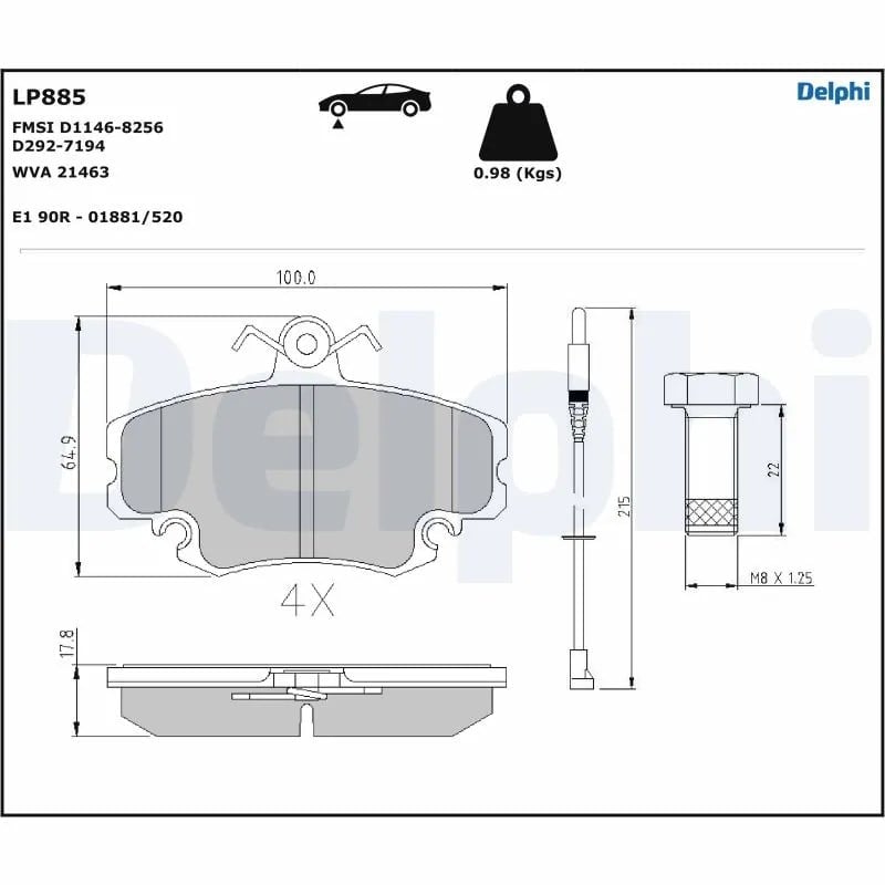 DELPHI LP885 Fren Balatası 1611460280 uygun fiyat hızlı kargo