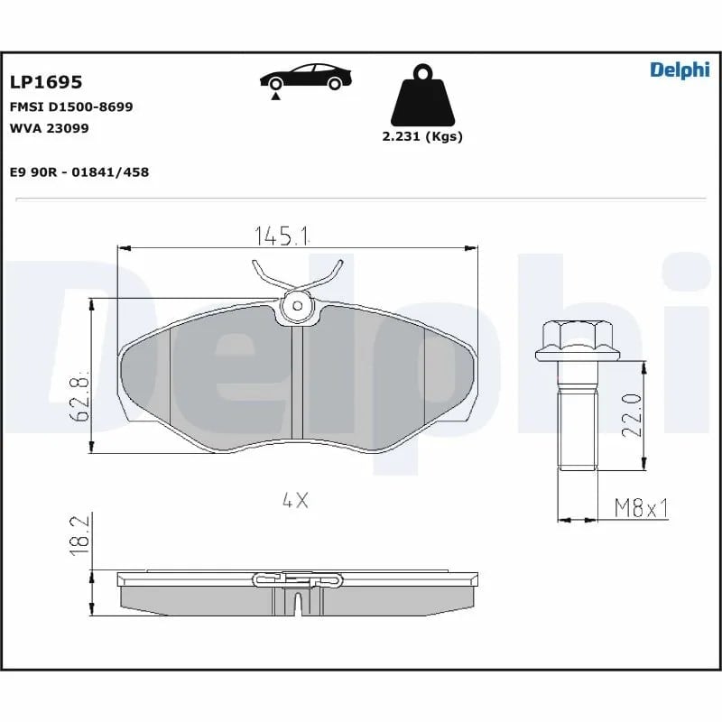 DELPHI LP1695 Fren Balatası 1605198 uygun fiyat hızlı kargo