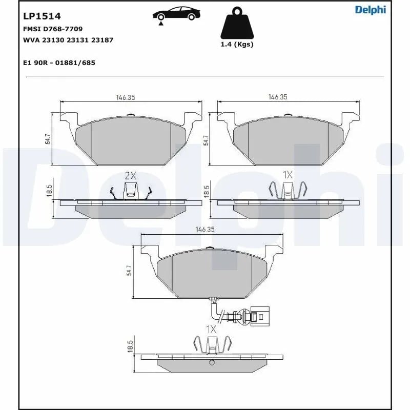 DELPHI LP1514 Fren Balatası 1J0698151D uygun fiyat hızlı kargo
