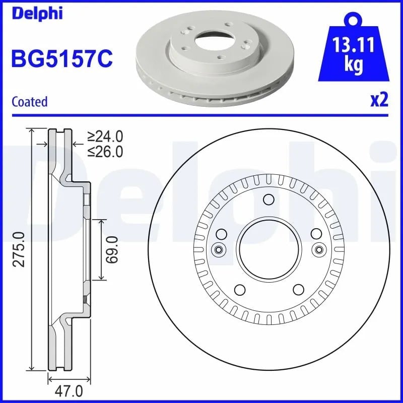 DELPHI BG5157C Fren Diski 517122H000 uygun fiyat hızlı kargo