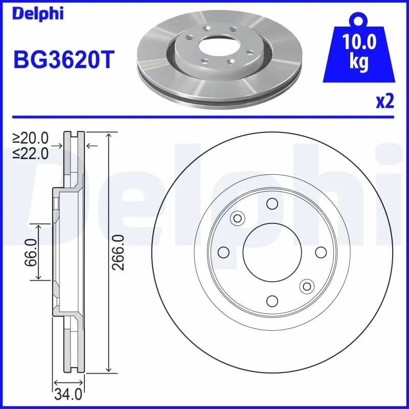 DELPHI BG3620T Fren Diski 1613191380 uygun fiyat hızlı kargo
