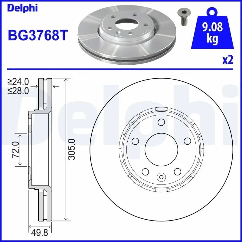 DELPHI BG3768T Fren Diski 40206 00QAE uygun fiyat hızlı kargo