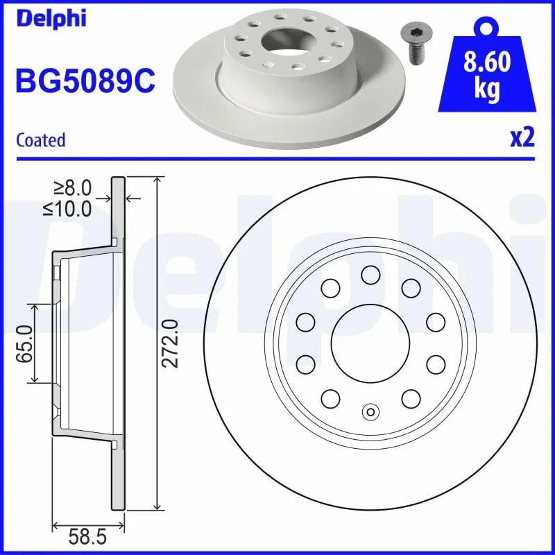 DELPHI BG5089C Fren Diski 5Q0615601 uygun fiyat hızlı kargo