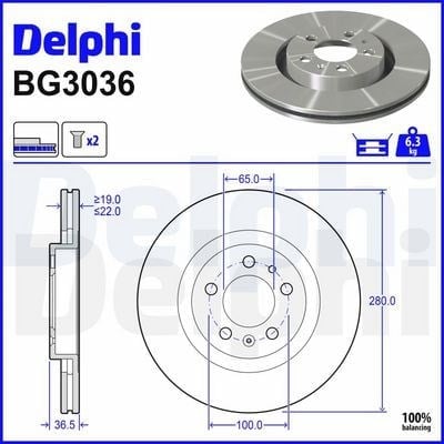 DELPHI BG3036 Fren Diski 1J0615301M uygun fiyat hızlı kargo