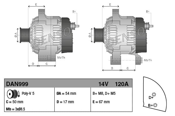 DENSO DAN999 Alternatör 1719539 uygun fiyat hızlı kargo
