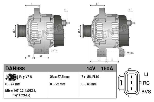 DENSO DAN988 Alternatör YLE500250 uygun fiyat hızlı kargo