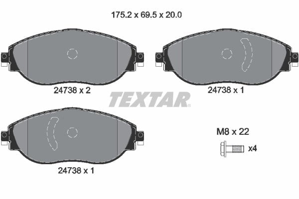 TEXTAR 2473806 Fren Balatası 3Q0698151 uygun fiyat hızlı kargo