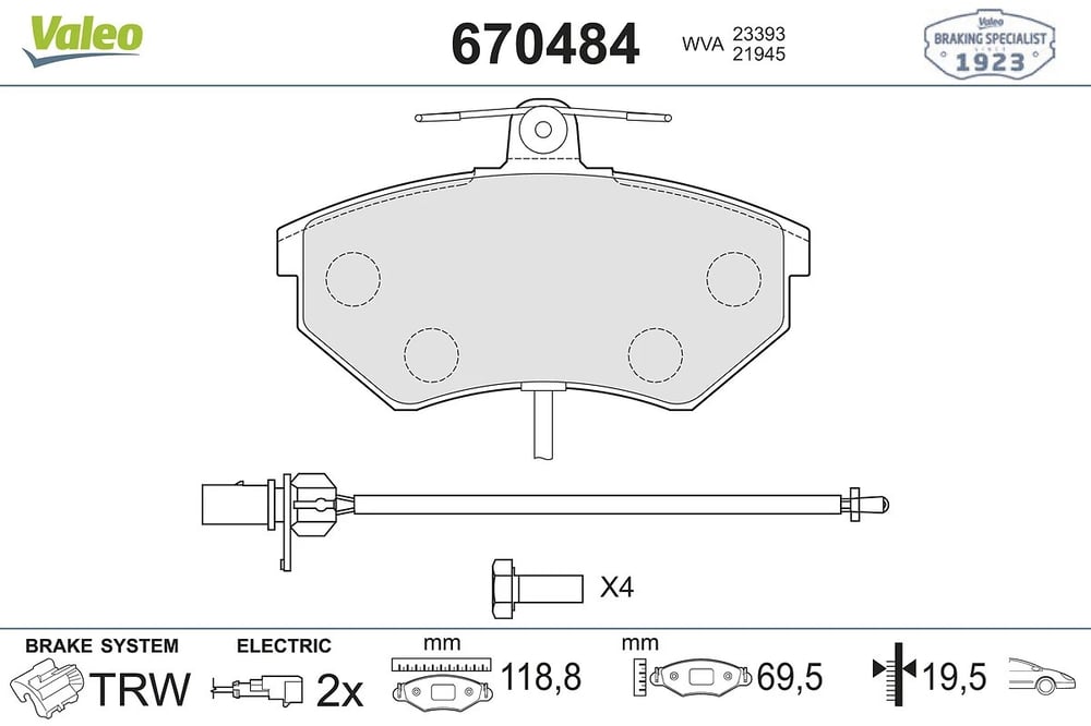 VALEO 670484 Fren Balatası 8E0698151B uygun fiyat hızlı kargo