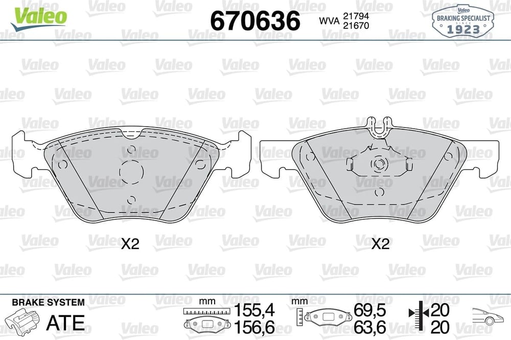 VALEO 670636 Fren Balatası 0024204520 uygun fiyat hızlı kargo