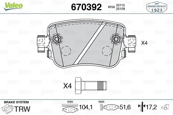 VALEO 670392 Fren Balatası 2K5698451A uygun fiyat hızlı kargo