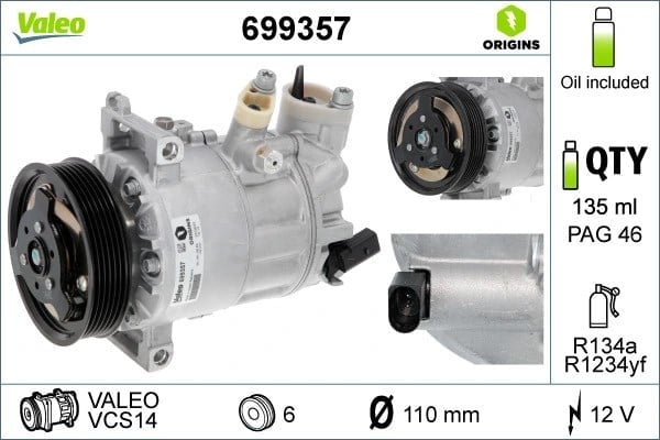 VALEO 699357 Klima Kompresörü 1K0820859F uygun fiyat hızlı kargo