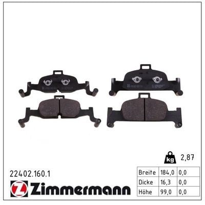 ZIMMERMANN 224021601 Fren Balatası 8W0698151AC uygun fiyat hızlı kargo