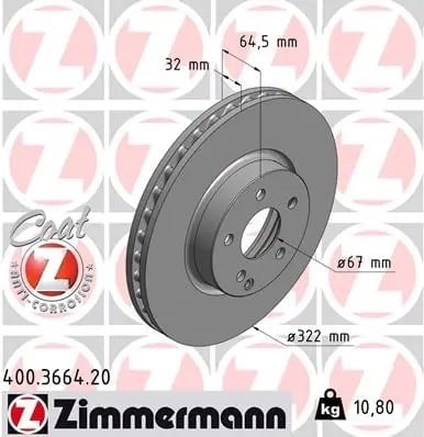 ZIMMERMANN 400 3664 20 Fren Diski 0004211212 uygun fiyat hızlı kargo