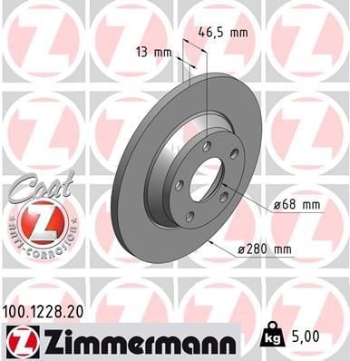 ZIMMERMANN 100122820 Fren Diski 8D0615301A uygun fiyat hızlı kargo