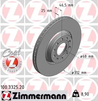ZIMMERMANN 100 3325 20 Fren Diski 8E0615301R uygun fiyat hızlı kargo