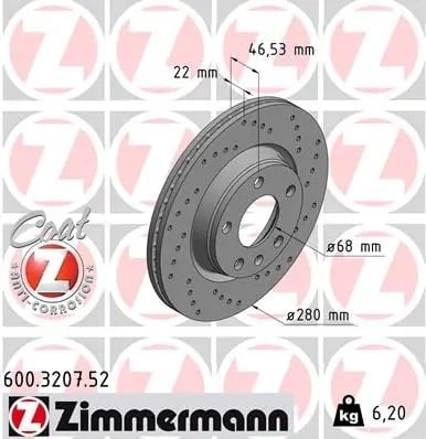 ZIMMERMANN 600 3207 52 Fren Diski 8E0615301B uygun fiyat hızlı kargo