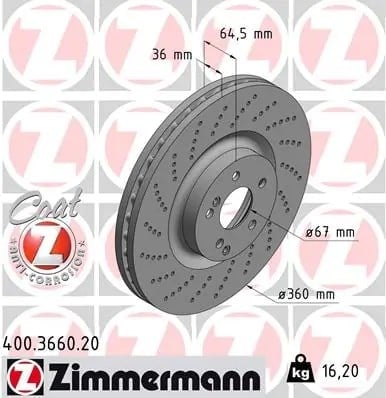 ZIMMERMANN 400 3660 20 Fren Diski 0004212012 uygun fiyat hızlı kargo