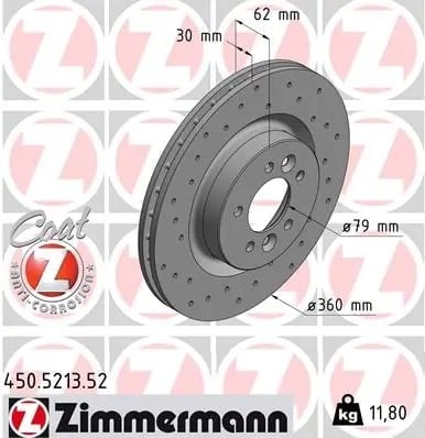 ZIMMERMANN 450 5213 52 Fren Diski LR038934 uygun fiyat hızlı kargo